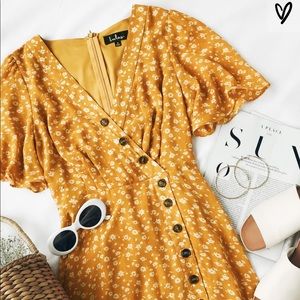 Lulus After Bloom Delight golden dress- Size Small